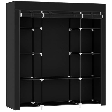 Fabric Wardrobe 150cm Wide With Hanging Rail And Shelves - Velmora