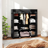 Fabric Wardrobe 150cm Wide With Hanging Rail And Shelves - Velmora