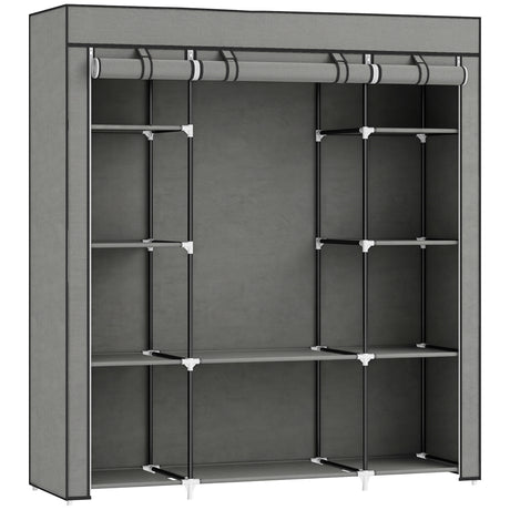 Fabric Wardrobe 150cm Wide With Hanging Rail And Shelves - Velmora