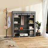 Fabric Wardrobe 150cm Wide With Hanging Rail And Shelves - Velmora