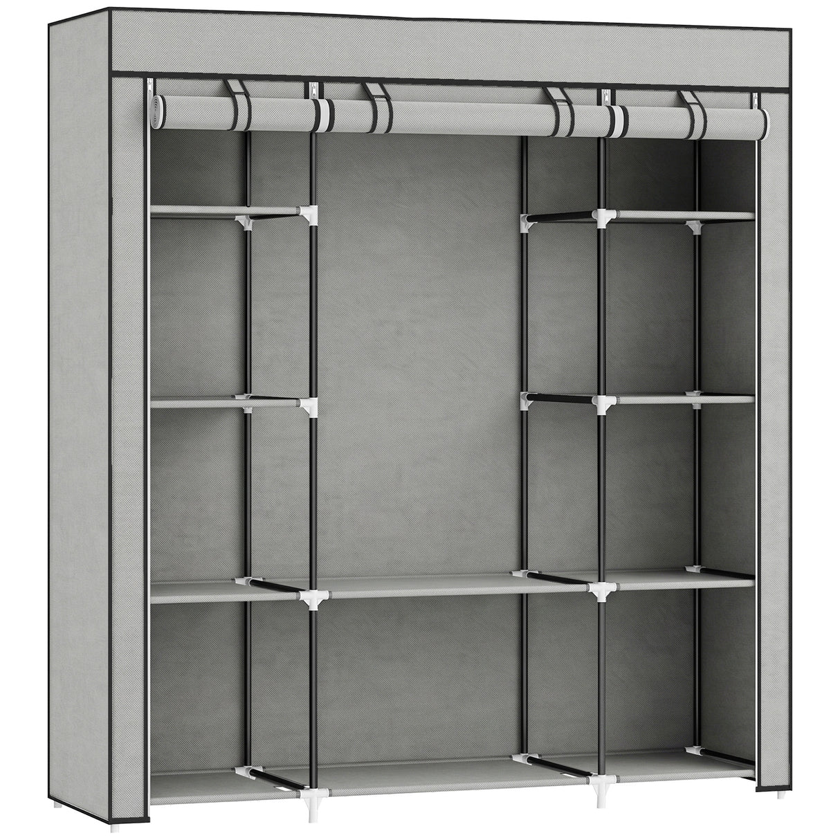 Fabric Wardrobe 150cm Wide With Hanging Rail And Shelves - Velmora