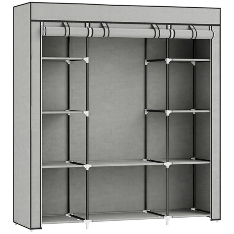 Fabric Wardrobe 150cm Wide With Hanging Rail And Shelves - Velmora