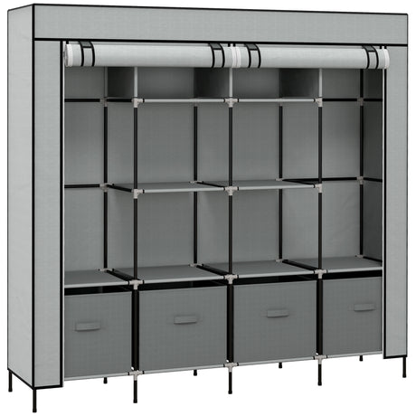 Fabric Wardrobe 166cm Wide With 4 Drawers - Velmora