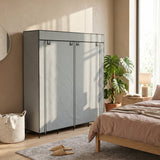 Fabric Wardrobe 166cm Wide With 4 Drawers - Velmora