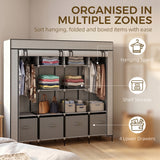 Fabric Wardrobe 166cm Wide With 4 Drawers - Velmora
