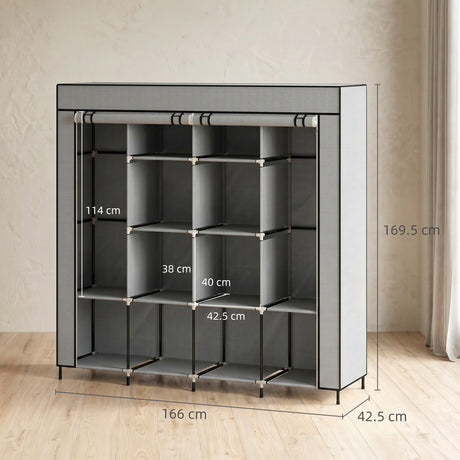Fabric Wardrobe 166cm Wide With 4 Drawers - Velmora