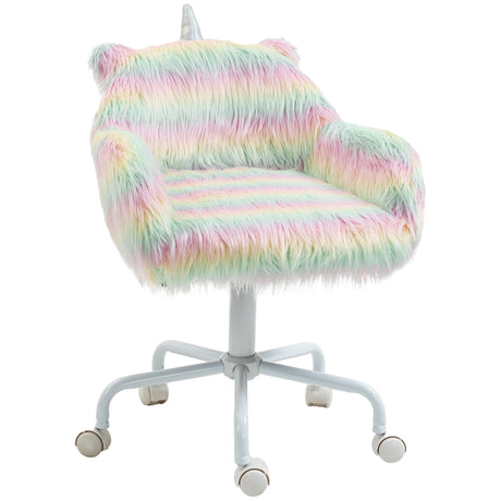 Faux Fur Fabric Home And Office Chair 54cm Wide With Swivel Wheel - Velmora