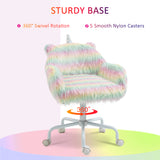 Faux Fur Fabric Home And Office Chair 54cm Wide With Swivel Wheel - Velmora