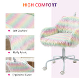 Faux Fur Fabric Home And Office Chair 54cm Wide With Swivel Wheel - Velmora
