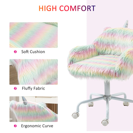 Faux Fur Fabric Home And Office Chair 54cm Wide With Swivel Wheel - Velmora
