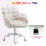 Faux Fur Fabric Home And Office Chair 54cm Wide With Swivel Wheel - Velmora