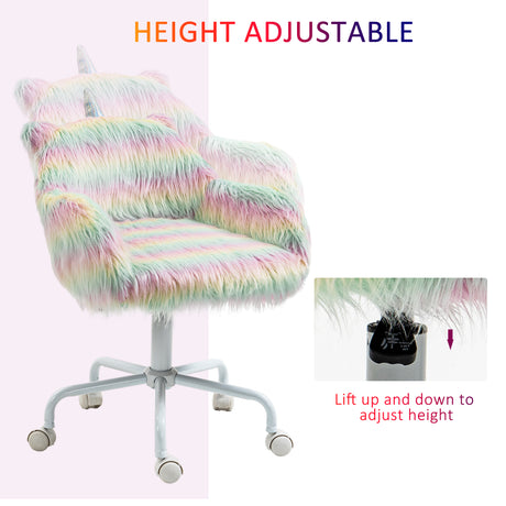 Faux Fur Fabric Home And Office Chair 54cm Wide With Swivel Wheel - Velmora