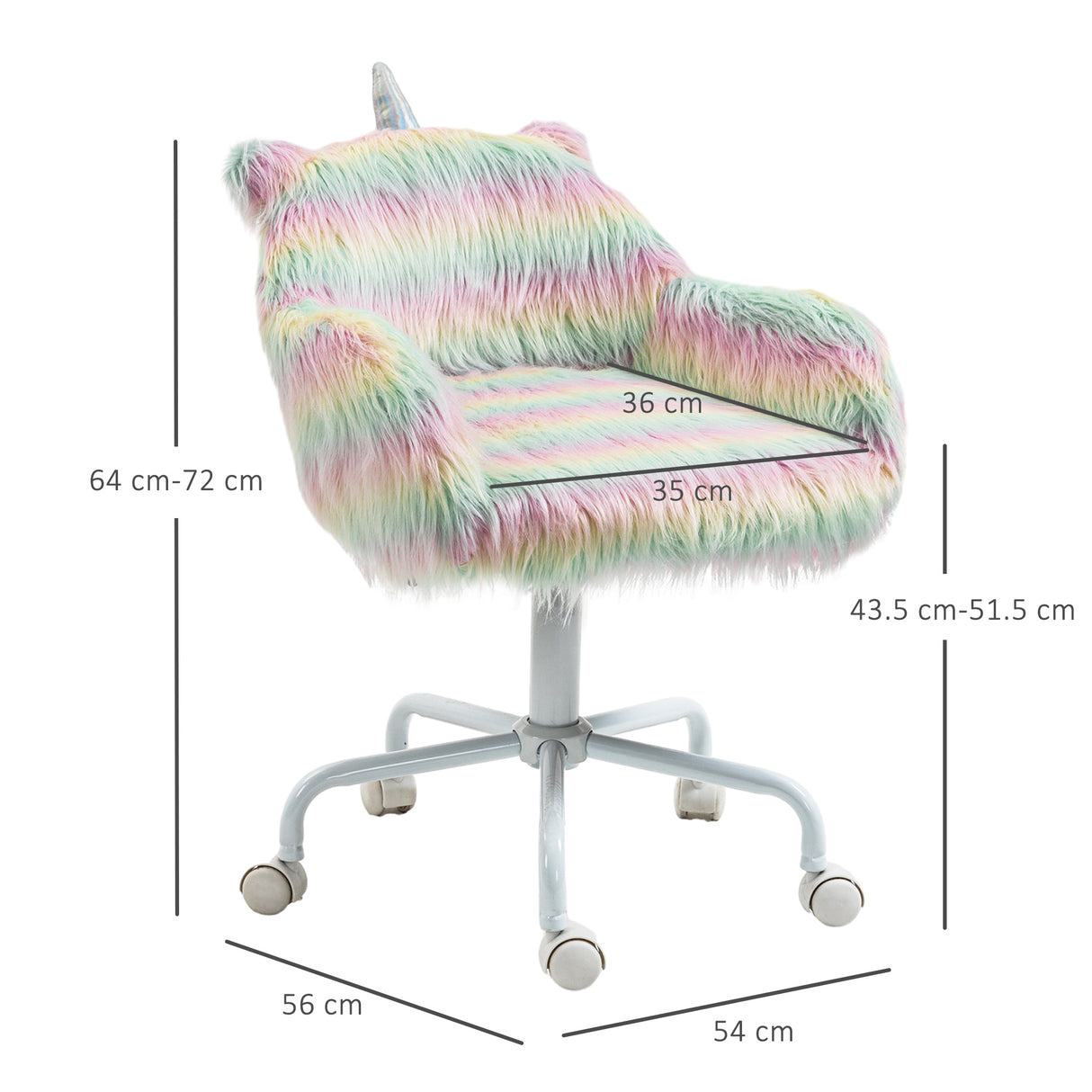 Faux Fur Fabric Home And Office Chair 54cm Wide With Swivel Wheel - Velmora