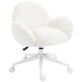 Faux Fur Fabric Home And Office Chair 67cm Wide With Rolling Wheels - Velmora