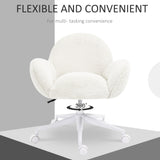 Faux Fur Fabric Home And Office Chair 67cm Wide With Rolling Wheels - Velmora