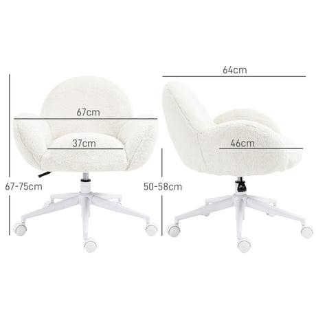 Faux Fur Fabric Home And Office Chair 67cm Wide With Rolling Wheels - Velmora