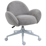 Faux Fur Fabric Home And Office Chair 67cm Wide With Rolling Wheels - Velmora