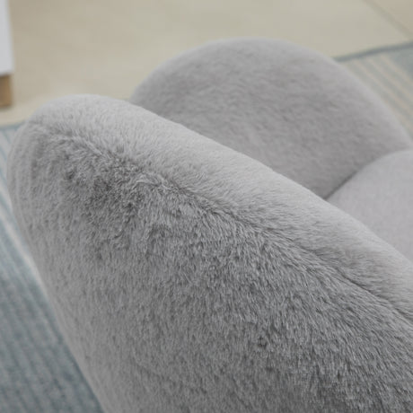 Faux Fur Fabric Home And Office Chair 67cm Wide With Rolling Wheels - Velmora