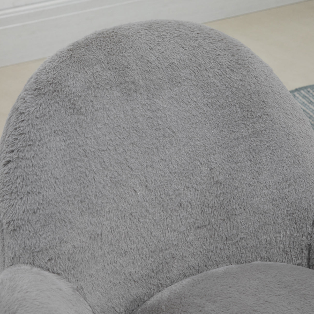 Faux Fur Fabric Home And Office Chair 67cm Wide With Rolling Wheels - Velmora