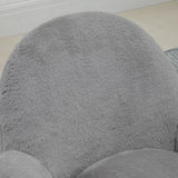 Faux Fur Fabric Home And Office Chair 67cm Wide With Rolling Wheels - Velmora
