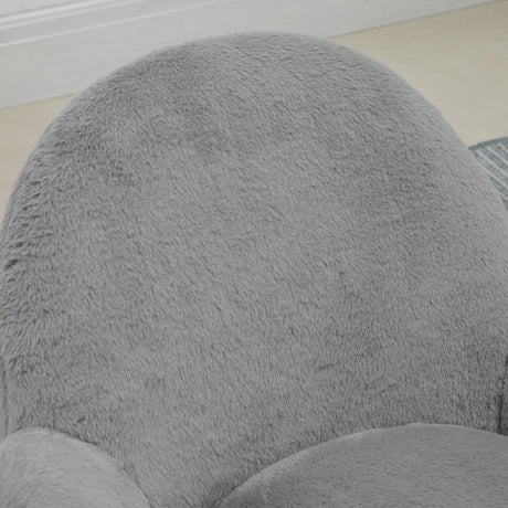Faux Fur Fabric Home And Office Chair 67cm Wide With Rolling Wheels - Velmora
