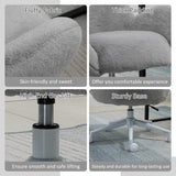 Faux Fur Fabric Home And Office Chair 67cm Wide With Rolling Wheels - Velmora