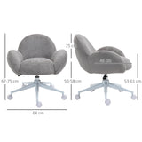 Faux Fur Fabric Home And Office Chair 67cm Wide With Rolling Wheels - Velmora
