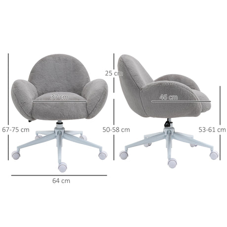 Faux Fur Fabric Home And Office Chair 67cm Wide With Rolling Wheels - Velmora