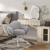 Faux Fur Fabric Home And Office Chair 67cm Wide With Rolling Wheels - Velmora