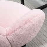 Faux Fur Fabric Home And Office Chair 67cm Wide With Rolling Wheels - Velmora