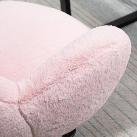 Faux Fur Fabric Home And Office Chair 67cm Wide With Rolling Wheels - Velmora