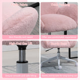 Faux Fur Fabric Home And Office Chair 67cm Wide With Rolling Wheels - Velmora