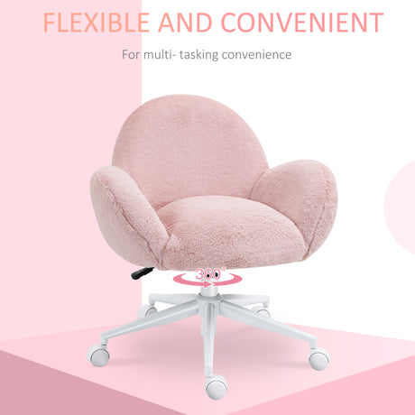 Faux Fur Fabric Home And Office Chair 67cm Wide With Rolling Wheels - Velmora