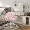 Faux Fur Fabric Home And Office Chair 67cm Wide With Rolling Wheels - Velmora