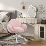 Faux Fur Fabric Home And Office Chair 67cm Wide With Rolling Wheels - Velmora