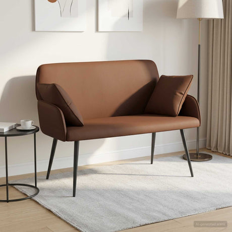 Faux Leather 2 Seater Sofa 115cm Wide With Metal Legs - Vantage Home