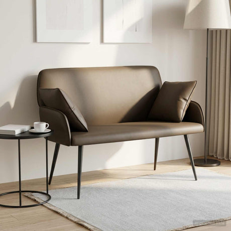 Faux Leather 2 Seater Sofa 115cm Wide With Metal Legs - Vantage Home