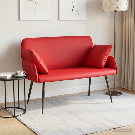 Faux Leather 2 Seater Sofa 115cm Wide With Metal Legs - Vantage Home
