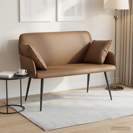 Faux Leather 2 Seater Sofa 115cm Wide With Metal Legs - Vantage Home