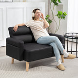 Faux Leather 2 Seater Sofa 117cm Wide With Rubberwood Legs - Velmora