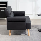 Faux Leather 2 Seater Sofa 117cm Wide With Rubberwood Legs - Velmora