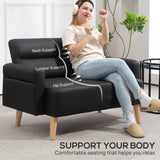 Faux Leather 2 Seater Sofa 117cm Wide With Rubberwood Legs - Velmora