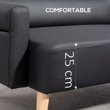 Faux Leather 2 Seater Sofa 117cm Wide With Rubberwood Legs - Velmora