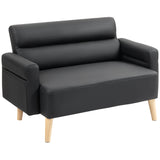Faux Leather 2 Seater Sofa 117cm Wide With Rubberwood Legs - Velmora