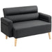 Faux Leather 2 Seater Sofa 117cm Wide With Rubberwood Legs - Velmora