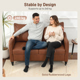 Faux Leather 2 Seater Sofa 135cm Wide With Rubberwood Legs - Velmora