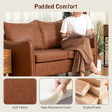 Faux Leather 2 Seater Sofa 135cm Wide With Rubberwood Legs - Velmora