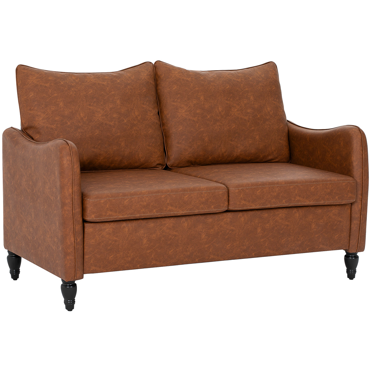 Faux Leather 2 Seater Sofa 135cm Wide With Rubberwood Legs - Velmora