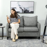 Faux Leather 2 Seater Sofa 135cm Wide With Rubberwood Legs - Velmora
