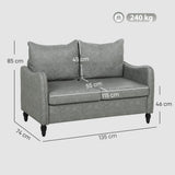 Faux Leather 2 Seater Sofa 135cm Wide With Rubberwood Legs - Velmora